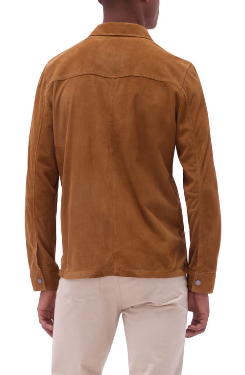 Bugatchi Perforated Suede Shirt Jacket In Brown