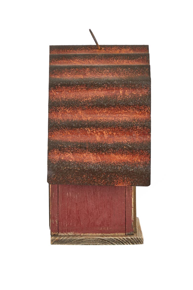 10.25"H Rustic Solid Wood Barn Birdhouse, Alternate, color, Red