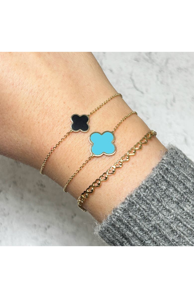 The Lovery Fine Jewelry Large Turquoise Single Clover Bracelet, Alternate, color, Turquoise