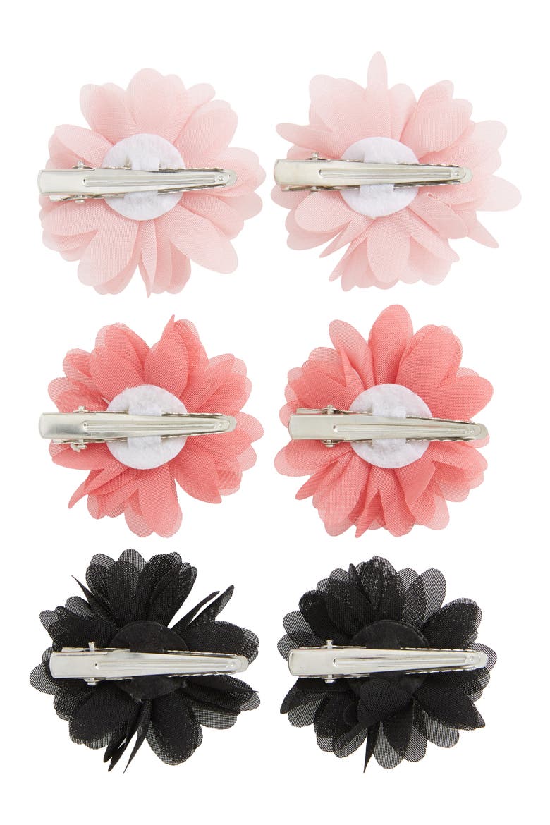 Kids' 6-Piece Flower Hair Clip Set, Alternate, color, DUSTY PINK