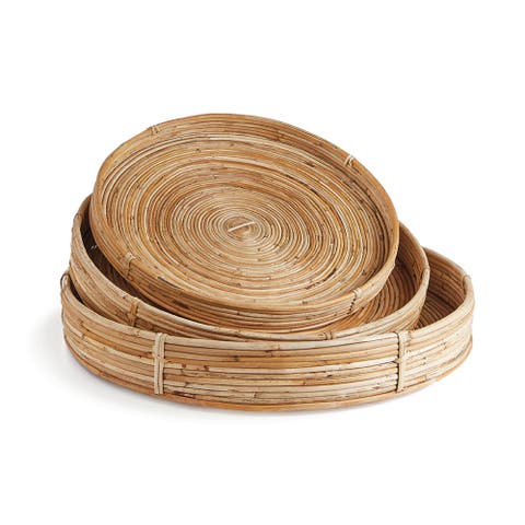 Cane Rattan Round Tray Set of 3