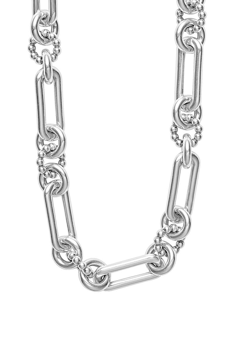 Signature Caviar Link Necklace, Main, color, SILVER