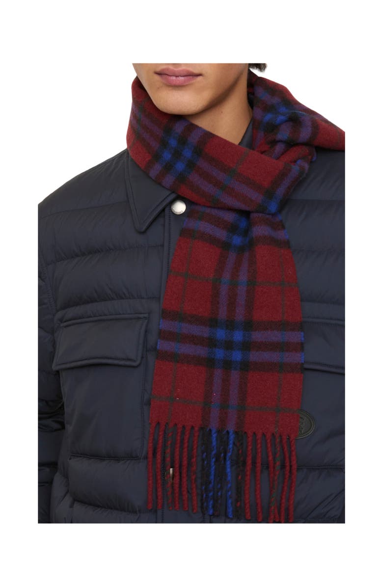 Burberry Narrow Check Cashmere Scarf, Alternate, color, Sash Red