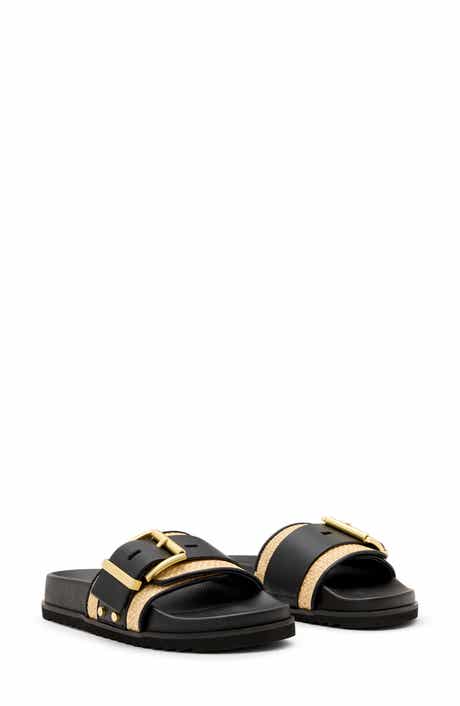 AllSaints Ellie Raffia Stud Slide Sandal
