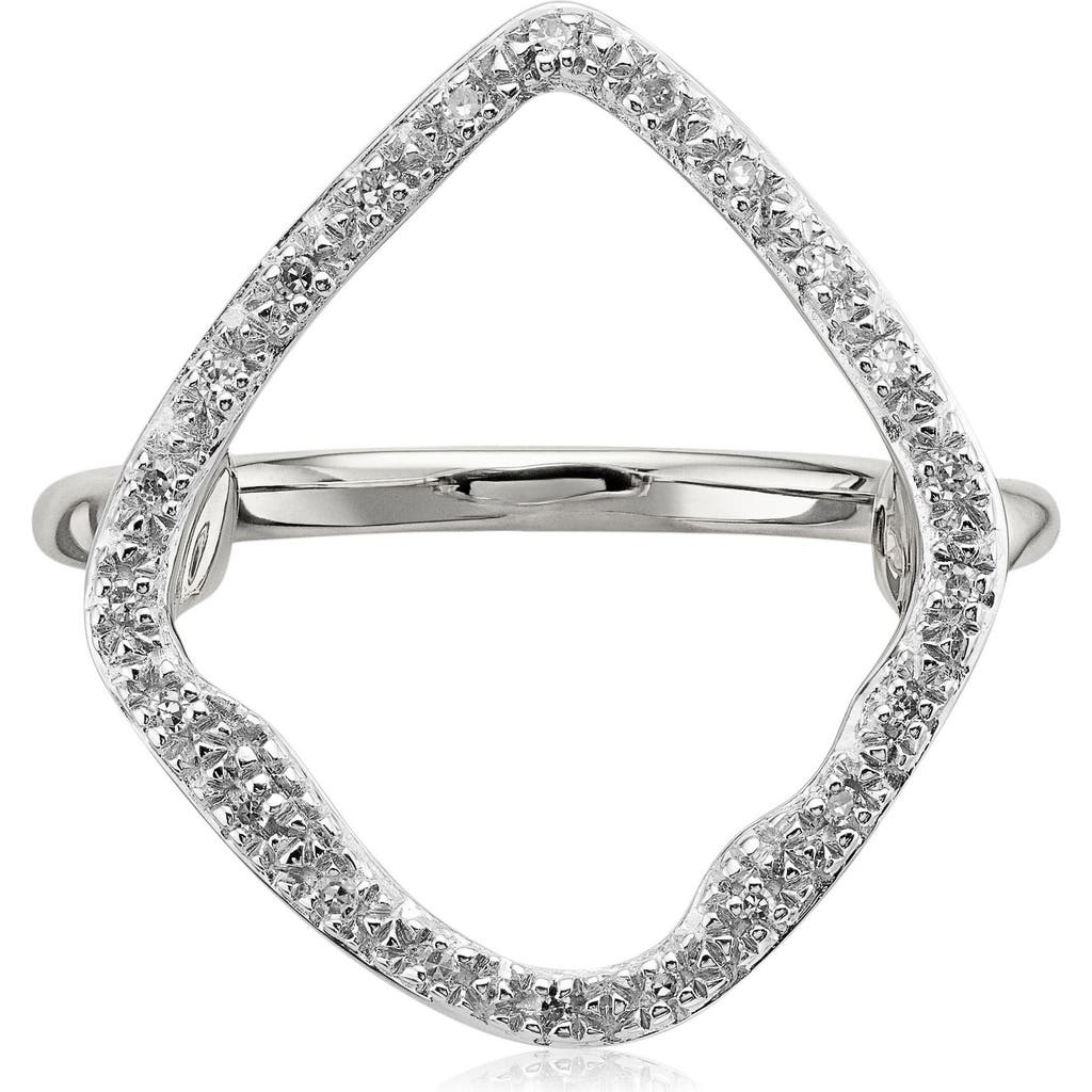 Monica Vinader Riva Hoop Diamond Ring In Silver