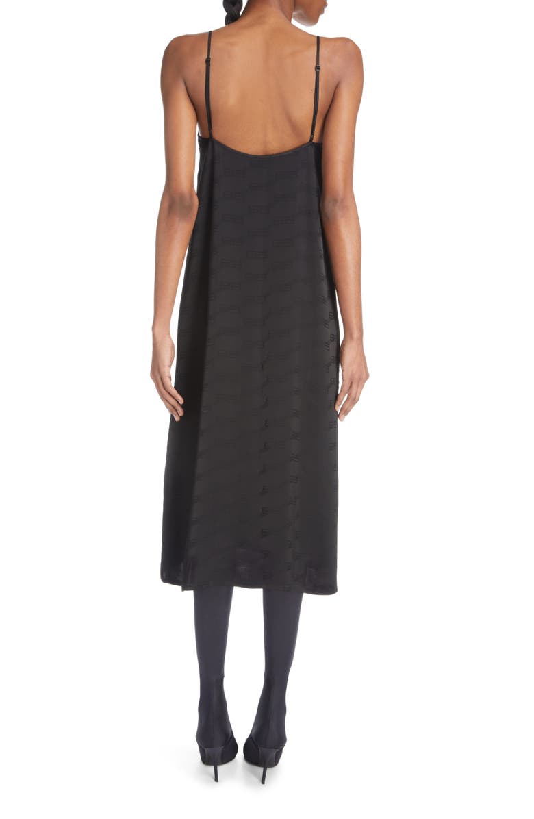 Balenciaga Logo Jacquard Slipdress, Alternate, color, 
