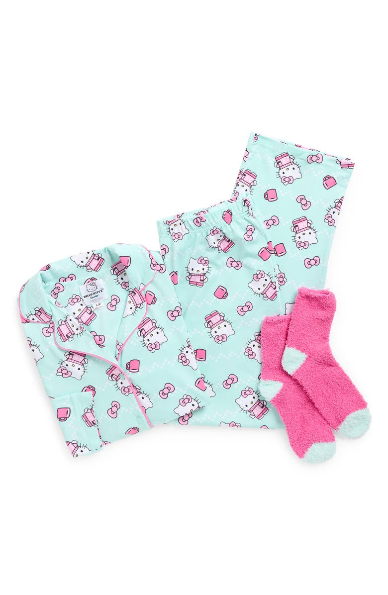 Hello Kitty Pajamas & Socks Set, Alternate, color, Turquoise Print