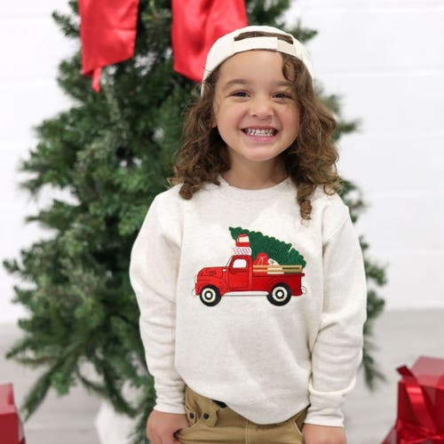Sweet Wink Christmas Truck Patch Sweatshirt In Pink