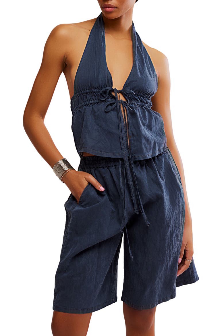 Sidra Halter Top & Shorts Set, Alternate, color, INDIA INK