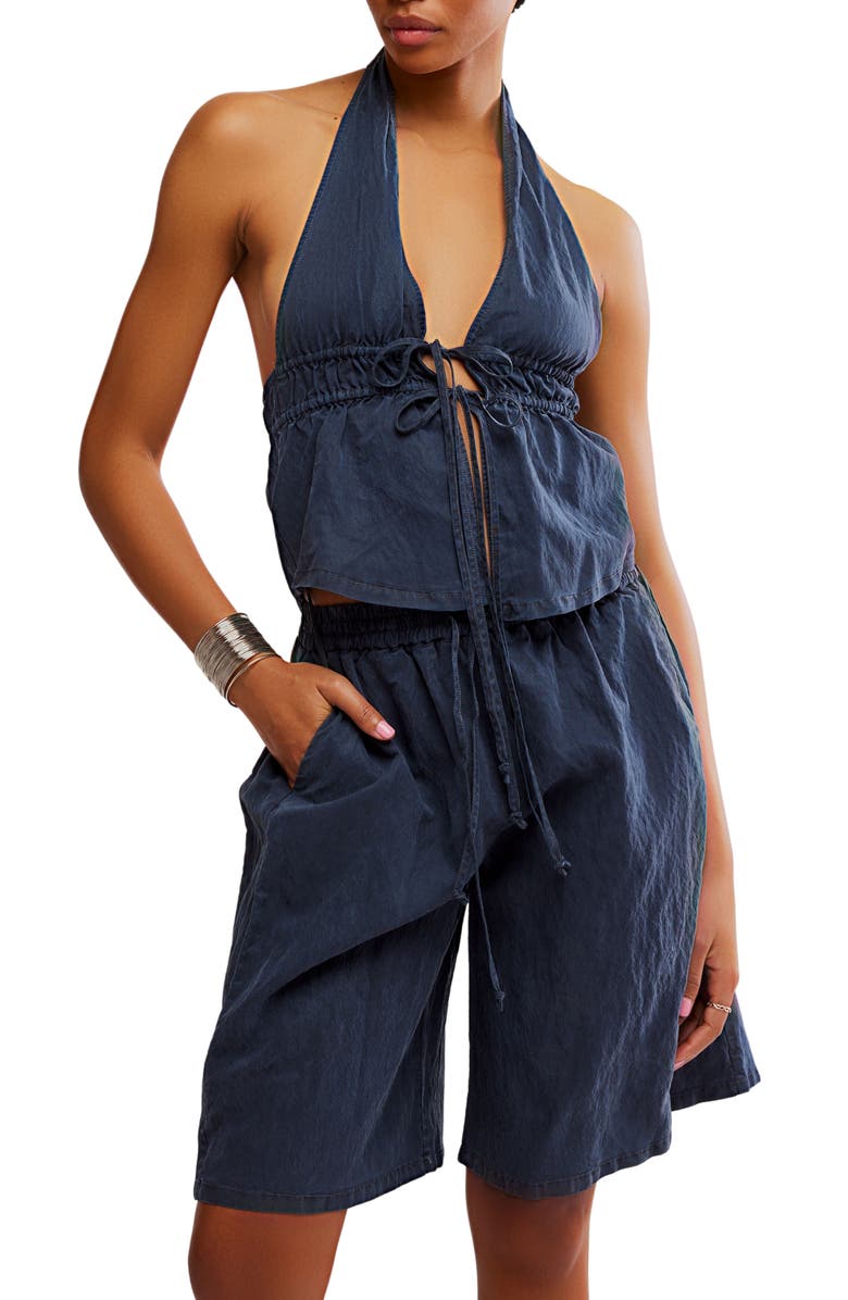 Free People Sidra Halter Top & Shorts Set, Alternate, color, India Ink