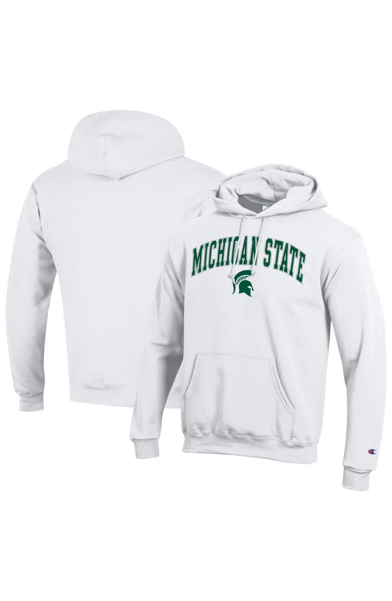 Champion Men's Champion White Michigan State Spartans Arch Over Logo Pullover Hoodie, Alternate, color, White