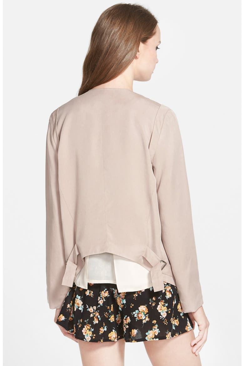 ASTR Collarless Slouchy Roll Sleeve Jacket, Alternate, color, PUTTY