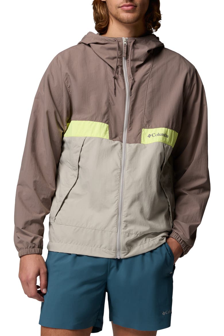 Spire Valley Water Repellent Windbreaker, Main, color, IRON/ FLINT GREY/ NEON LIGHT