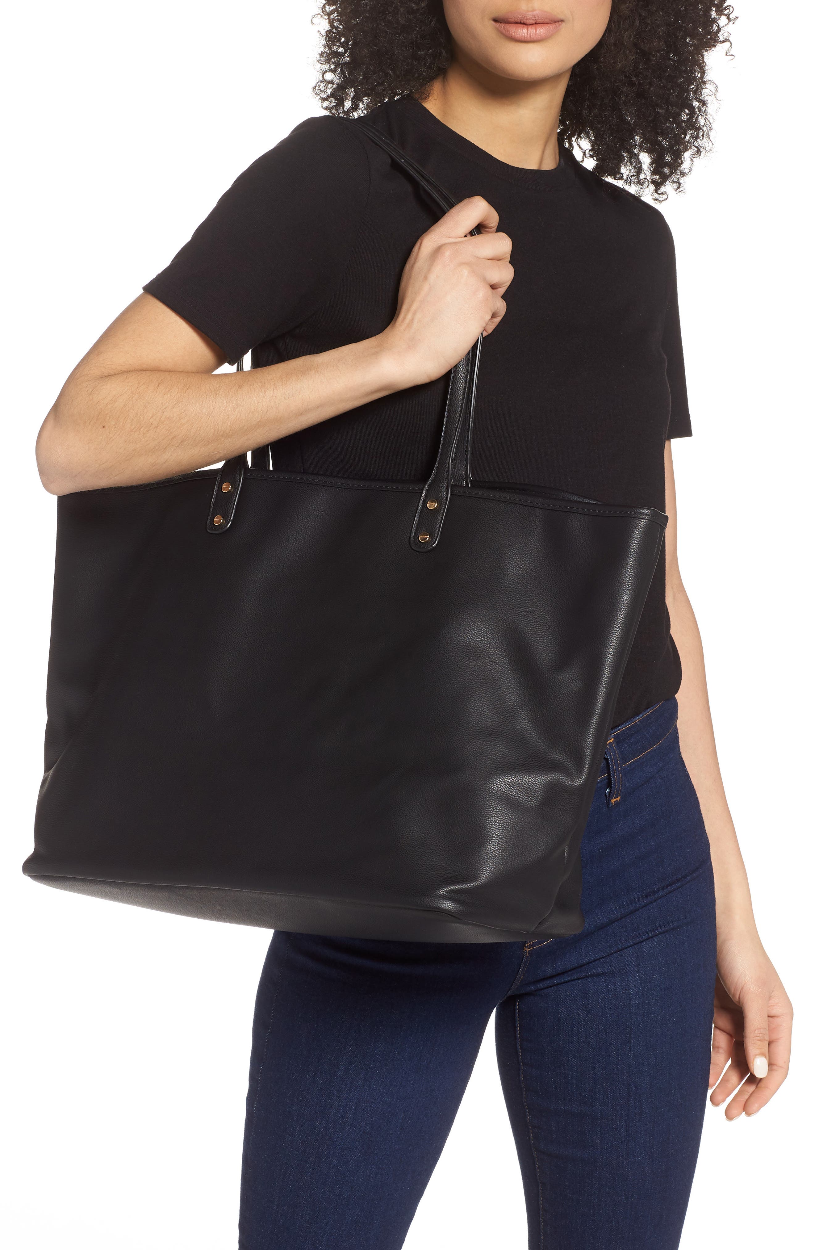 Mali + Lili Reversible Vegan Leather Tote, Alternate, color, 