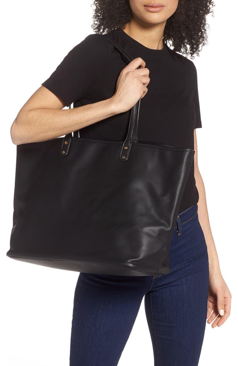 Mali + Lili Reversible Vegan Leather Tote, Alternate, color,