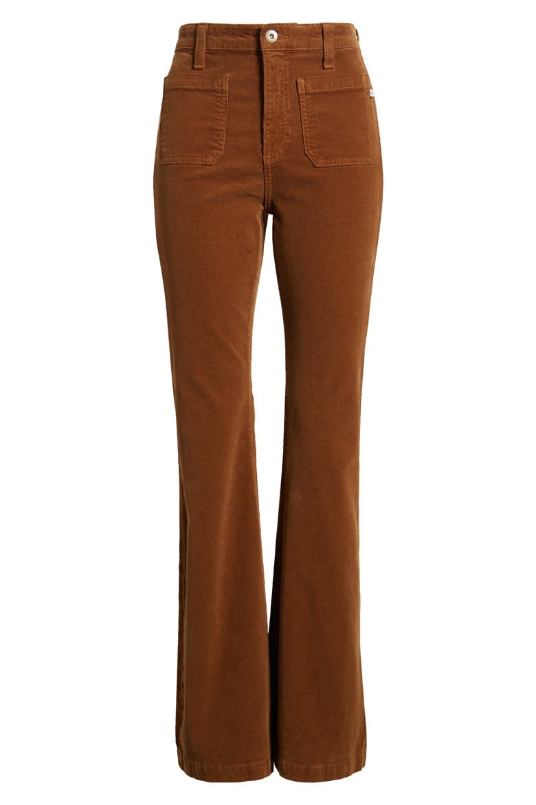 Anisten Patch Pocket High Waist Corduroy Flare Pants, Alternate, color, CARAMEL