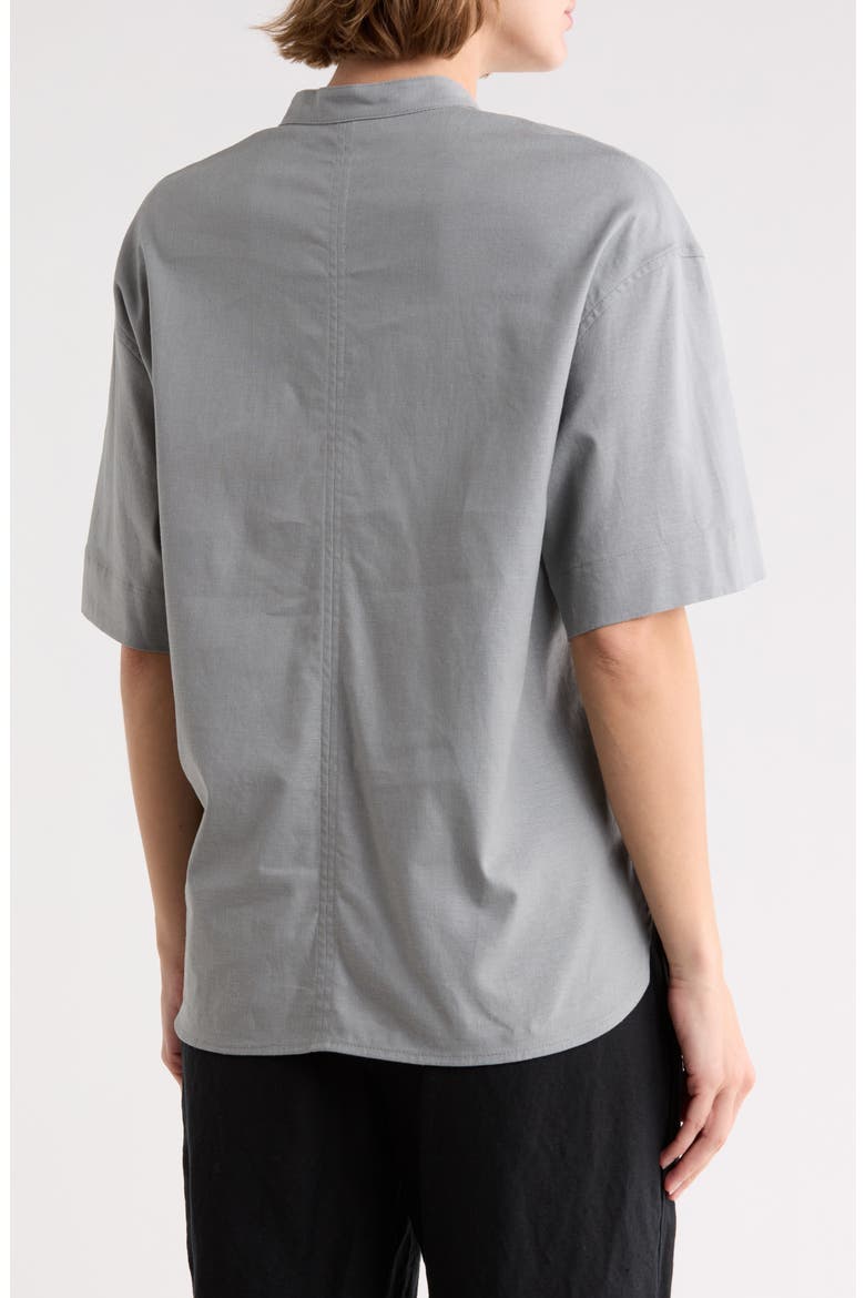 Short Sleeve Linen Blend Top, Alternate, color, SEA STONE