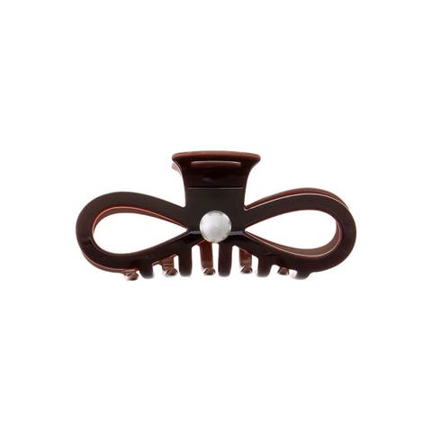 Two Tone Pearl Bow Cutout Claw Clip
