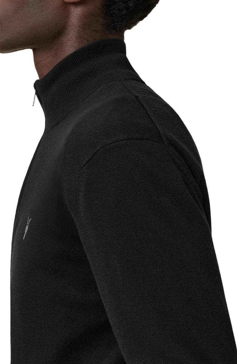 AllSaints Kilburn Funnel Neck Wool Blend Quarter Zip Sweater, Alternate, color, Black