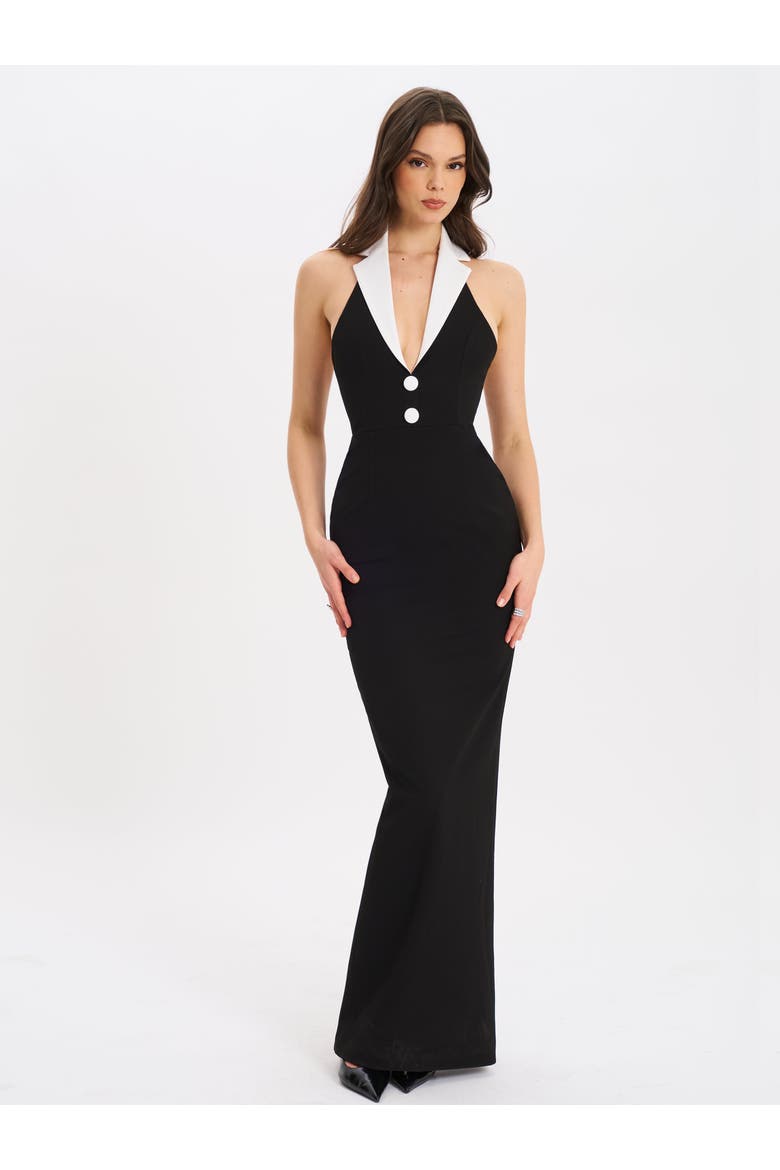 Raelyn Business Casual Maxi Dress, Alternate, color, Black and White