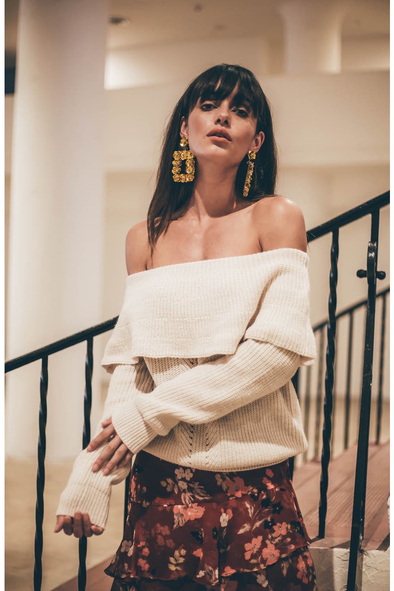 Off the Shoulder Sweater, Alternate, color, IVORY