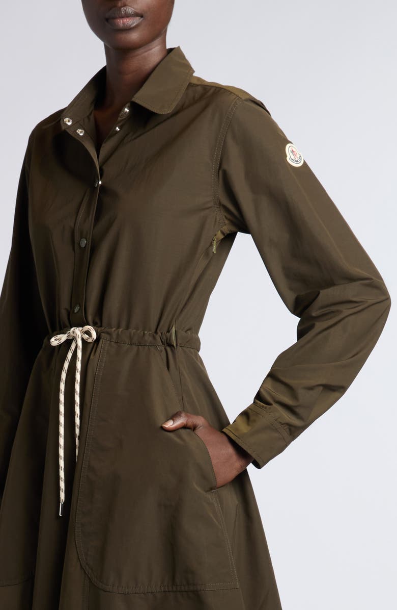 Moncler Long Sleeve Poplin Shirtdress, Alternate, color, Green