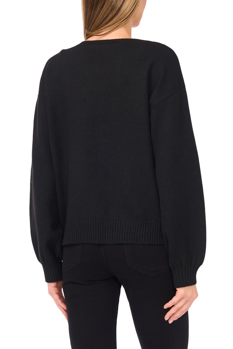 Bow Accent Cardigan, Alternate, color, RICH BLACK
