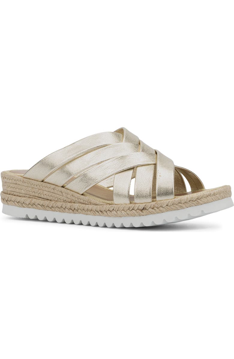 Aquatalia Aura Weatherproof Wedge Sandal, Main, color, Platino