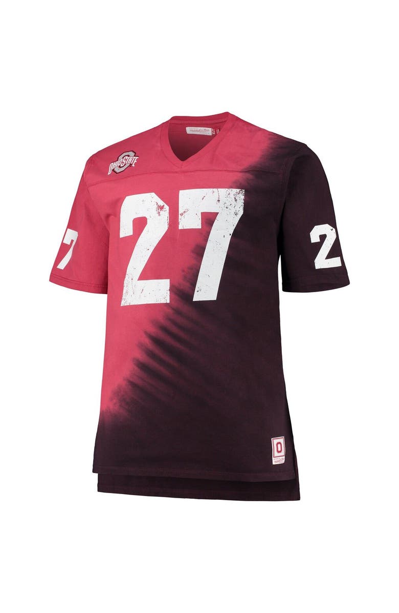 Mitchell & Ness Men's Mitchell & Ness Eddie George Scarlet/Black Ohio State Buckeyes Name & Number Tie-Dye V-Neck T-Shirt, Alternate, color, 