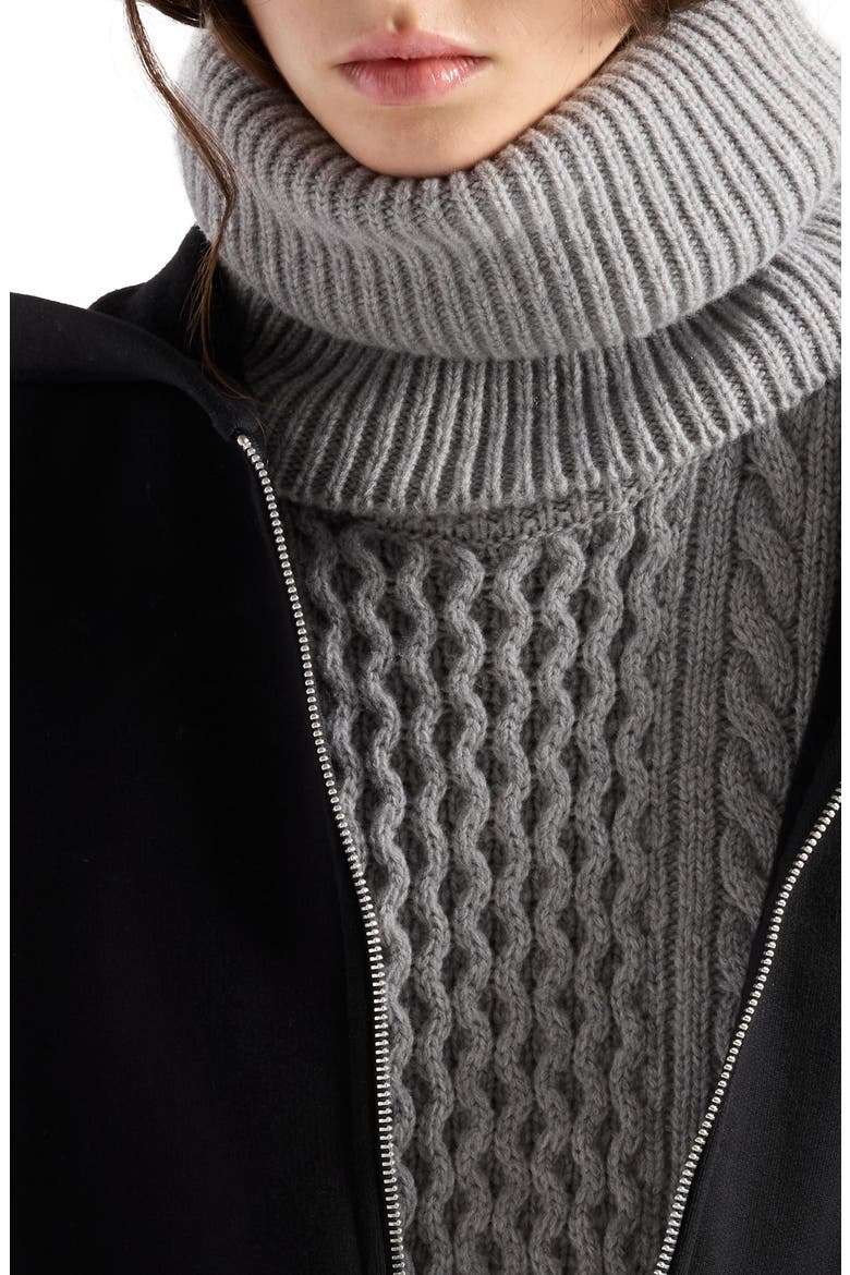 Cowl Neck Cable Vest, Alternate, color, WOOL SLATE