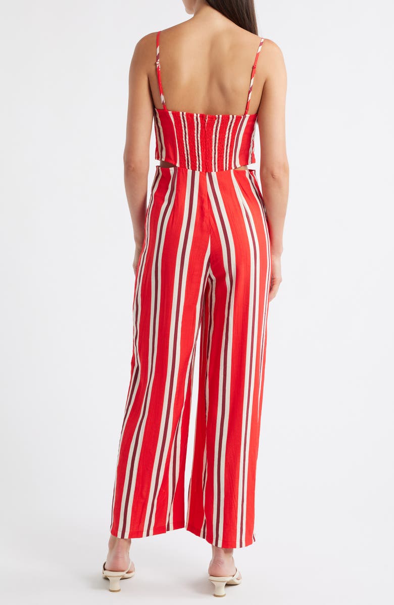 MANGO Striped Cutout Jumpsuit, Alternate, color, Red