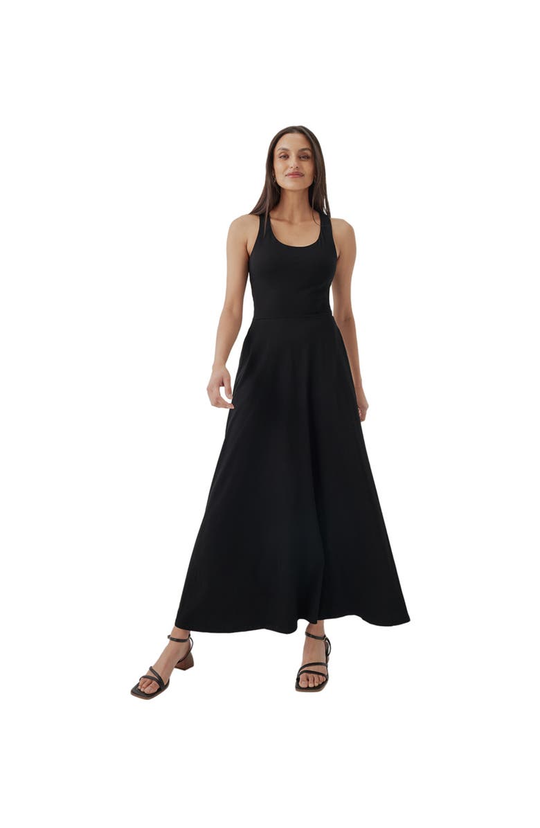 Pact Organic Cotton Fit & Flare Open Back Maxi Dress, Main, color,