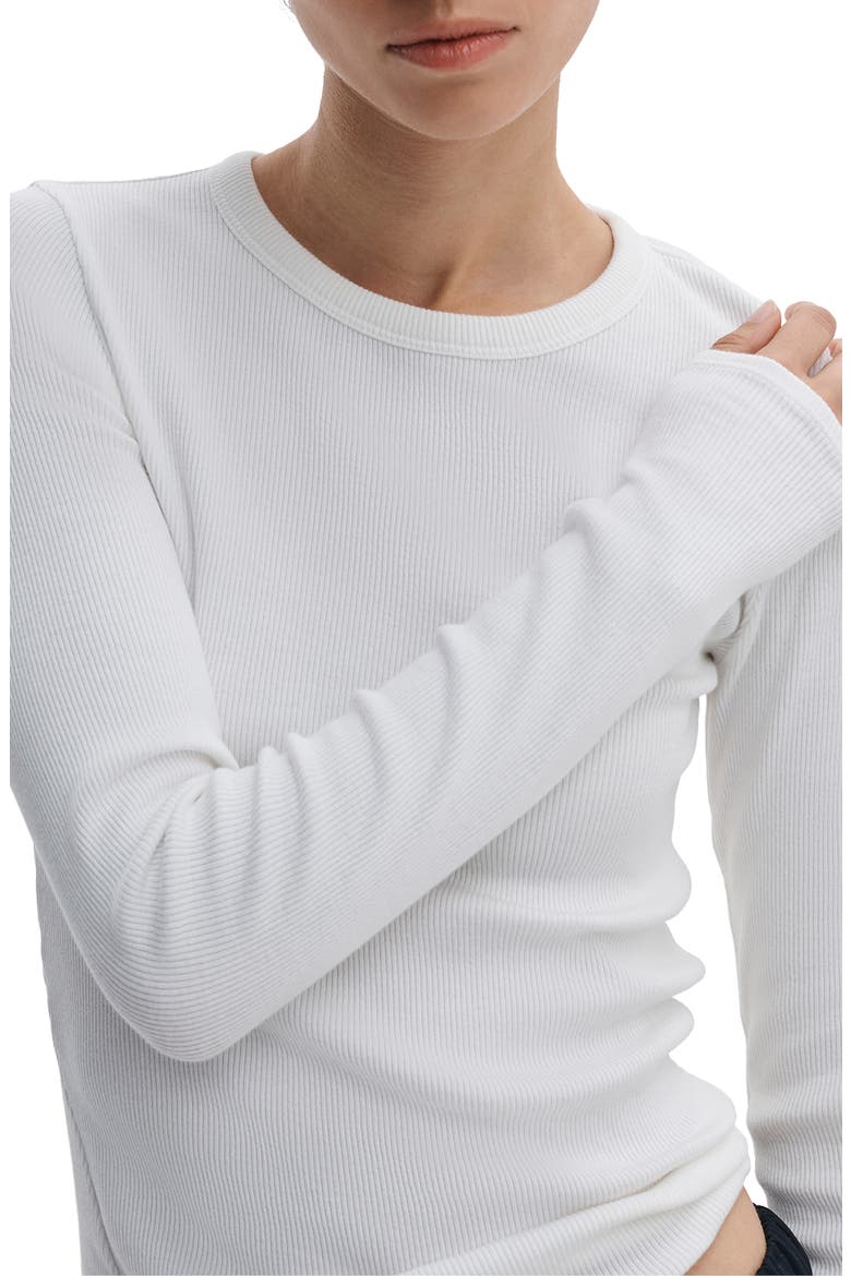 The Essential Rib Long Sleeve Cotton T-Shirt, Alternate, color, WHITE