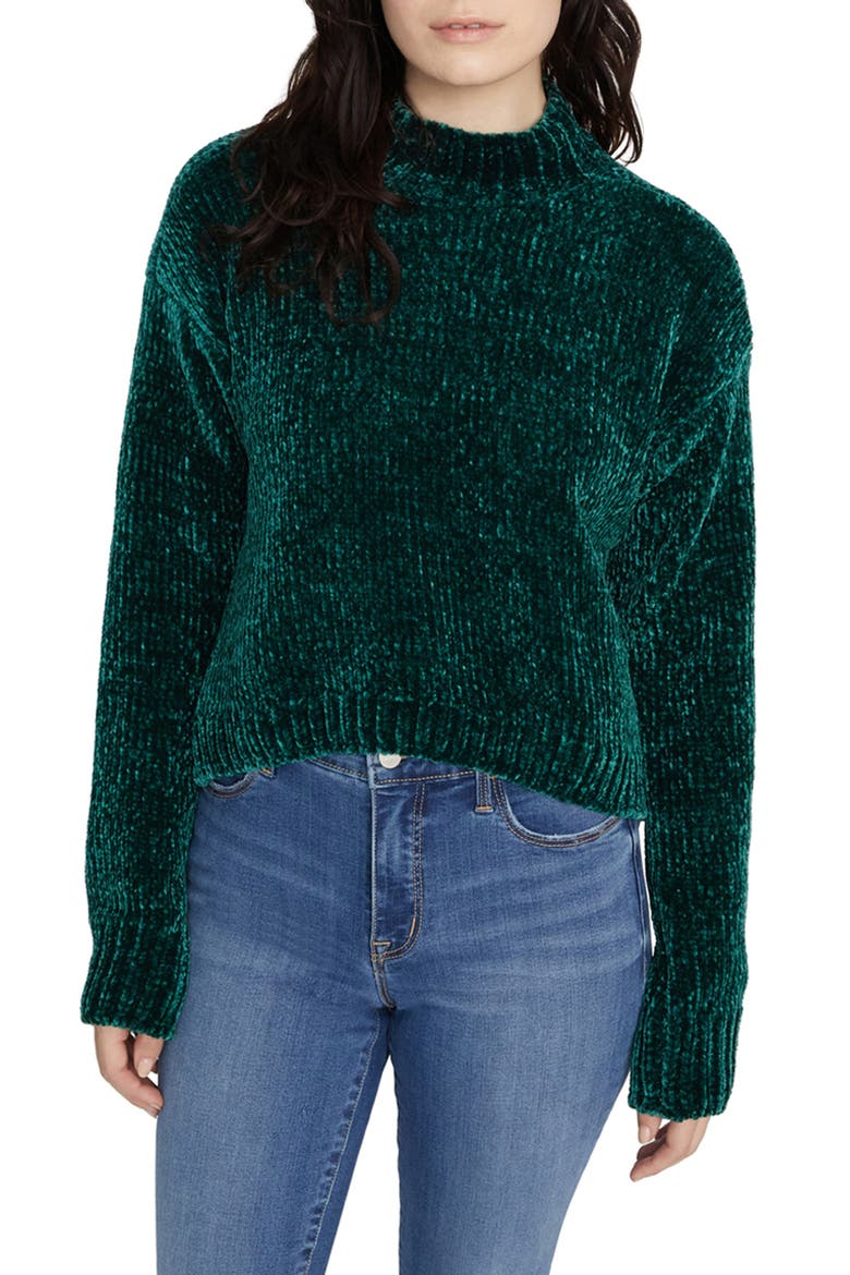 Chenille Mock Neck Sweater, Main, color, DARK EMERALD