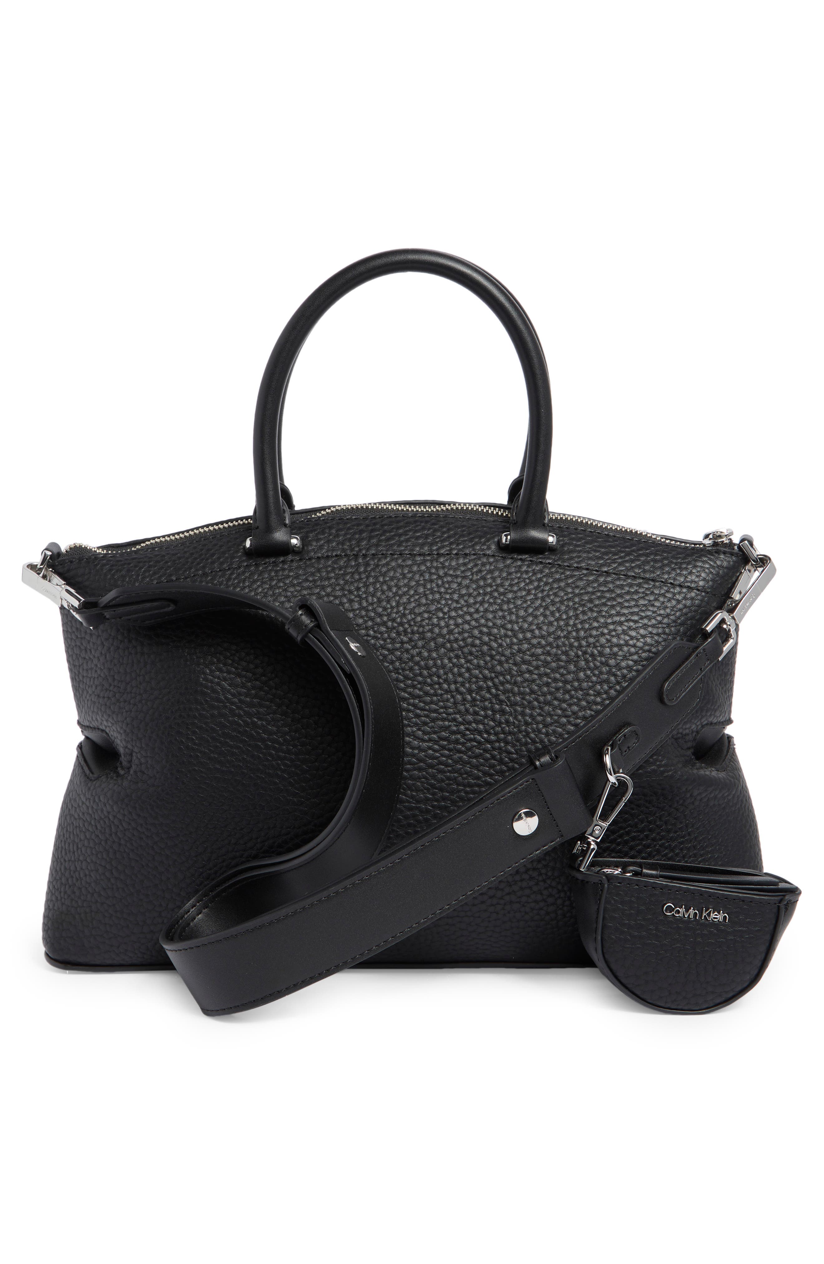 Calvin Klein Cypress Satchel Bag, Alternate, color, Black/ Silver