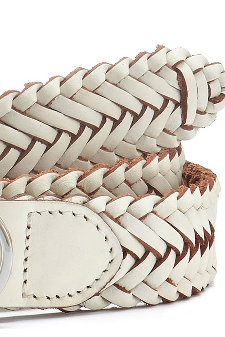 Women's Woven Leather Belt, Alternate, color, White