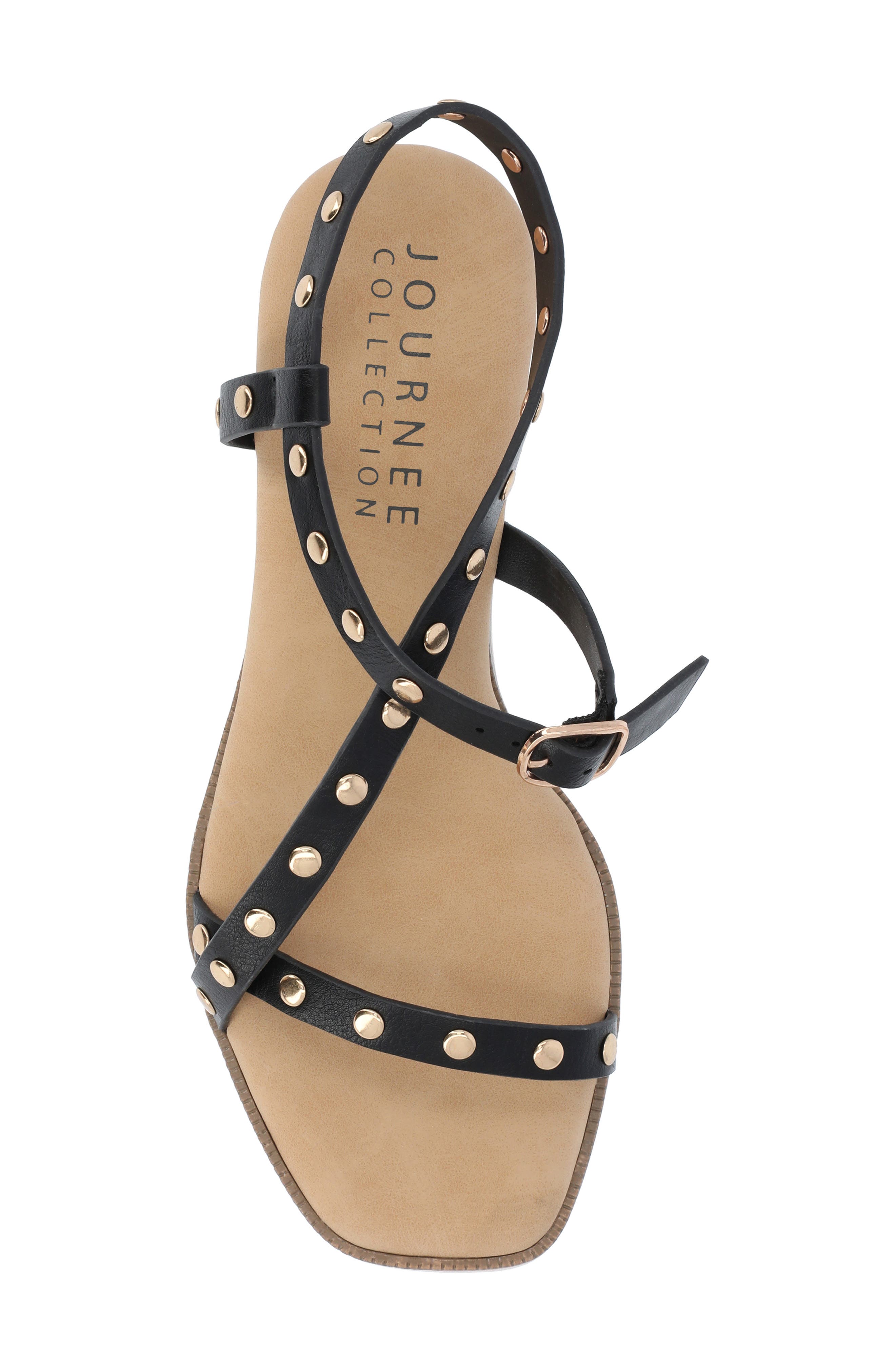 Journee Collection Lindsay Studded Platform Sandal, Alternate, color, Black