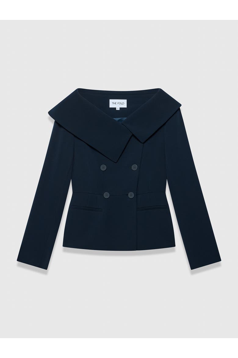 Lorelli Fold Collar Tailored Blazer, Alternate, color, Navy