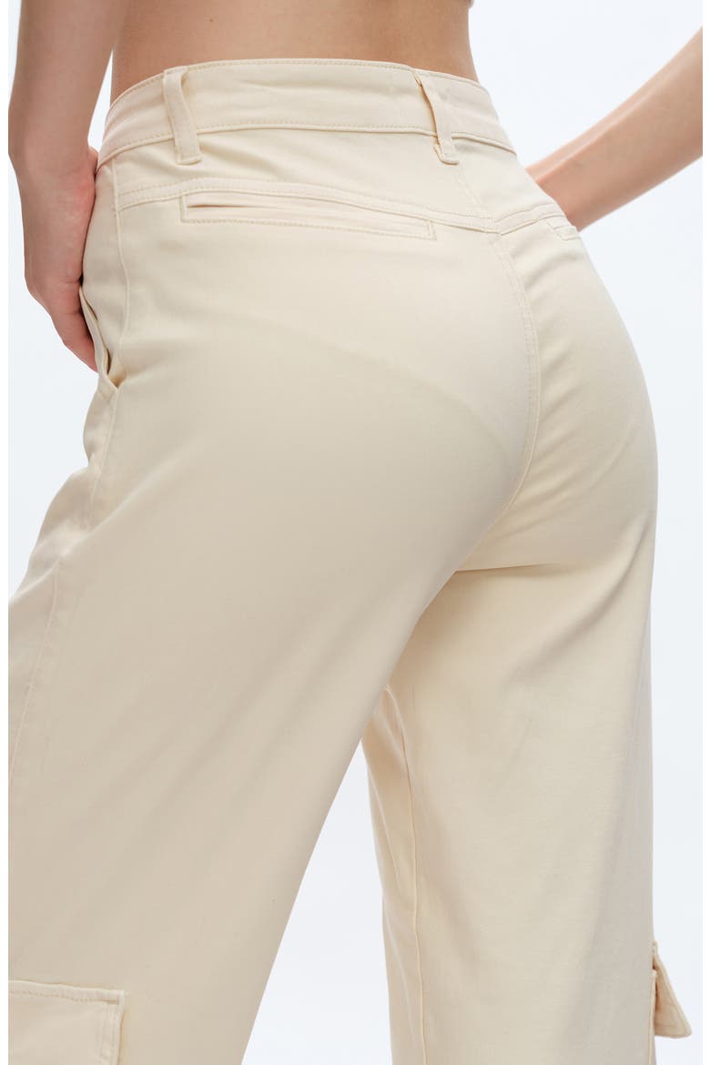 High Waist Cargo Wide Leg Jeans, Alternate, color, BEIGE