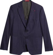 ISAIA Capri Navy Wool Hopsack Blazer