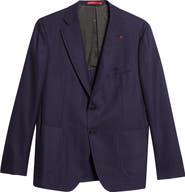 ISAIA Capri Navy Wool Hopsack Blazer