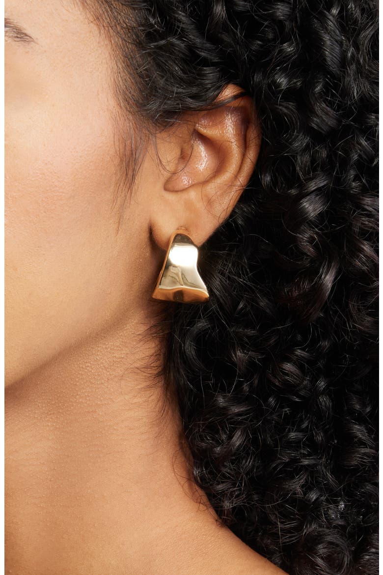 Tapered Organic Hoop Earrings, Alternate, color, GOLD