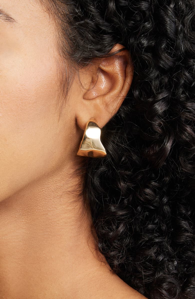 Open Edit Tapered Organic Hoop Earrings, Alternate, color, Gold