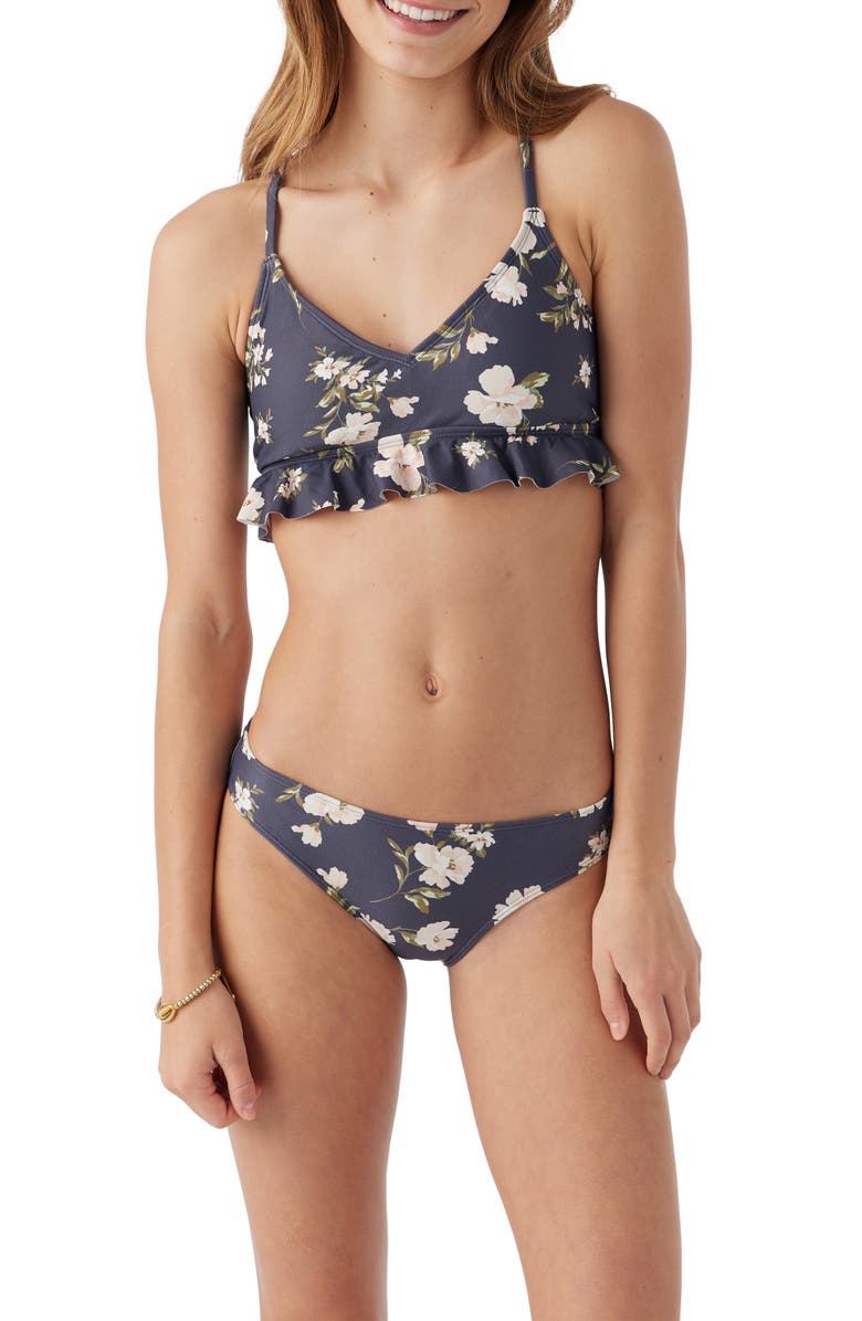 O'Neill Kids' Kendra Floral Peplum Two-Piece Swimsuit, Main, color,