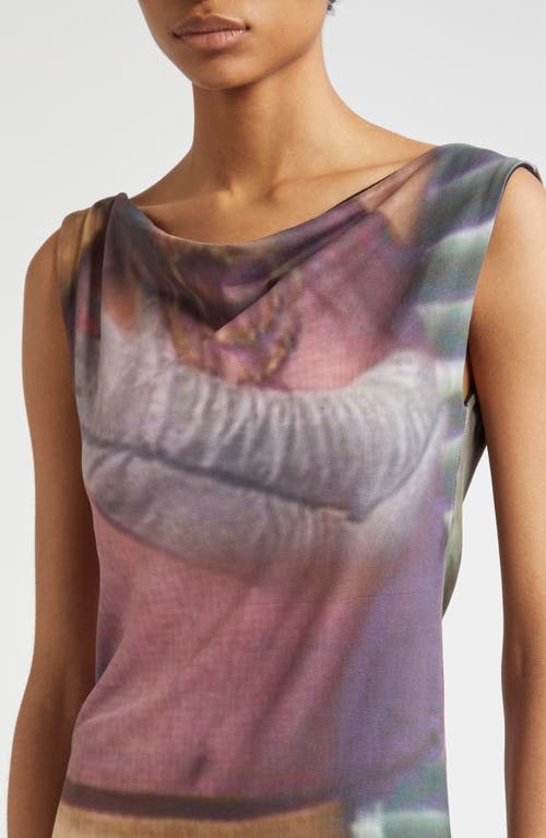 Elliss Zesty Print Cowl Neck Jersey Minidress In Print Multi