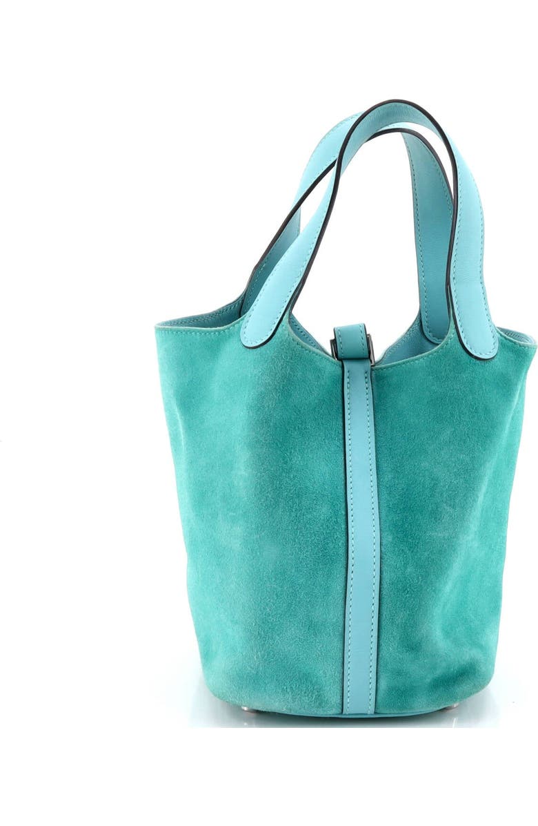 Pre-Owned Hermes Picotin Lock Bag Doblis Suede and Swift PM, Alternate, color, Bleu Atoll