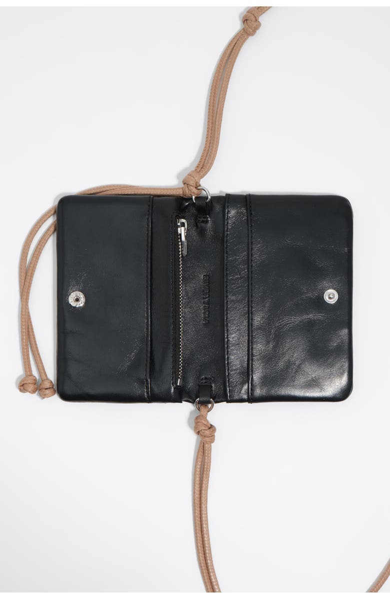 Bimba y Lola Small Leather Flap Purse, Alternate, color, Black