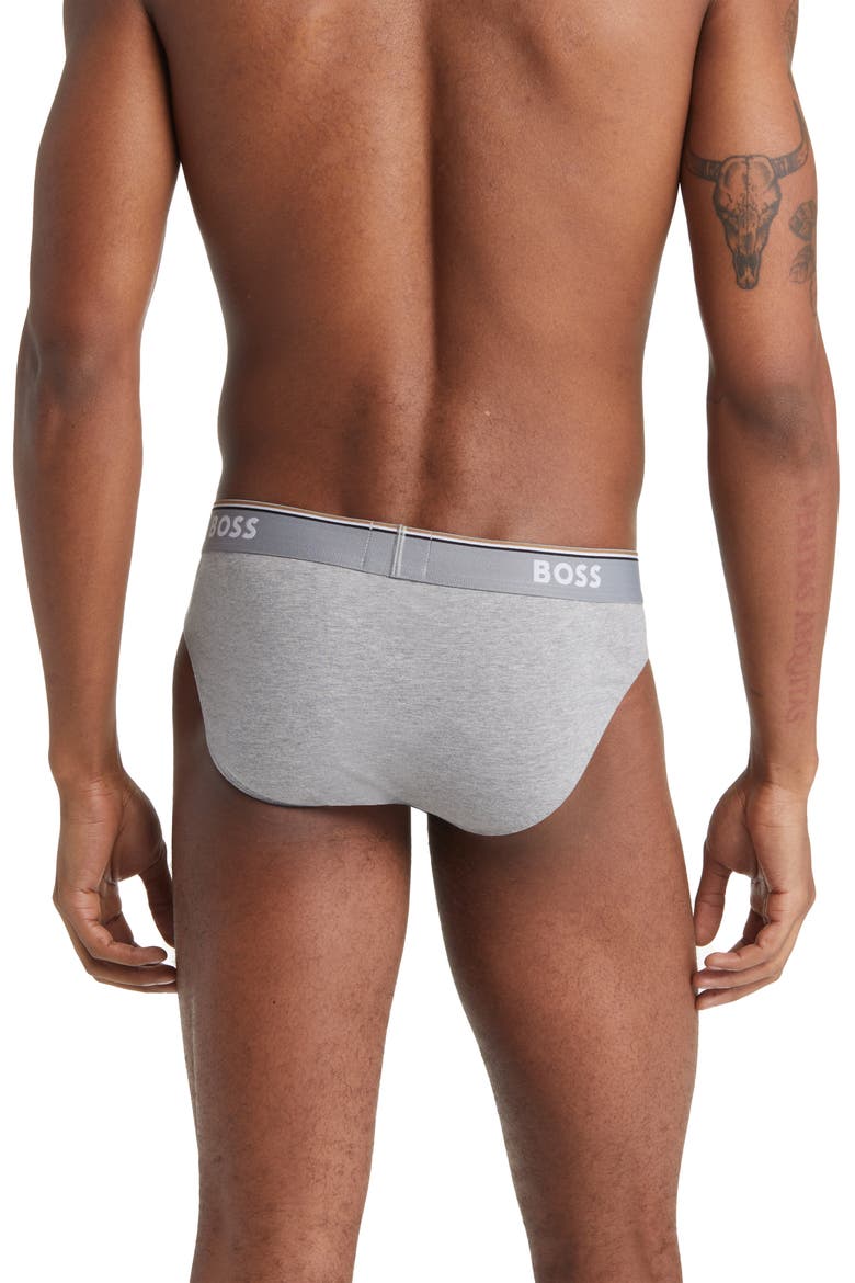 Assorted 3-Pack Power Cotton Stretch Jersey Briefs, Alternate, color, WHITE/ BLACK/ GREY