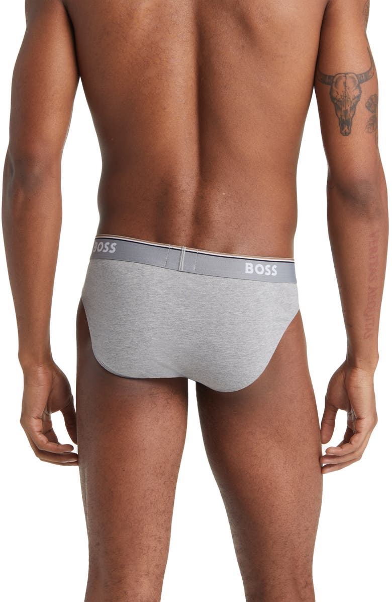 BOSS Assorted 3-Pack Power Cotton Stretch Jersey Briefs, Alternate, color, White/ Black/ Grey