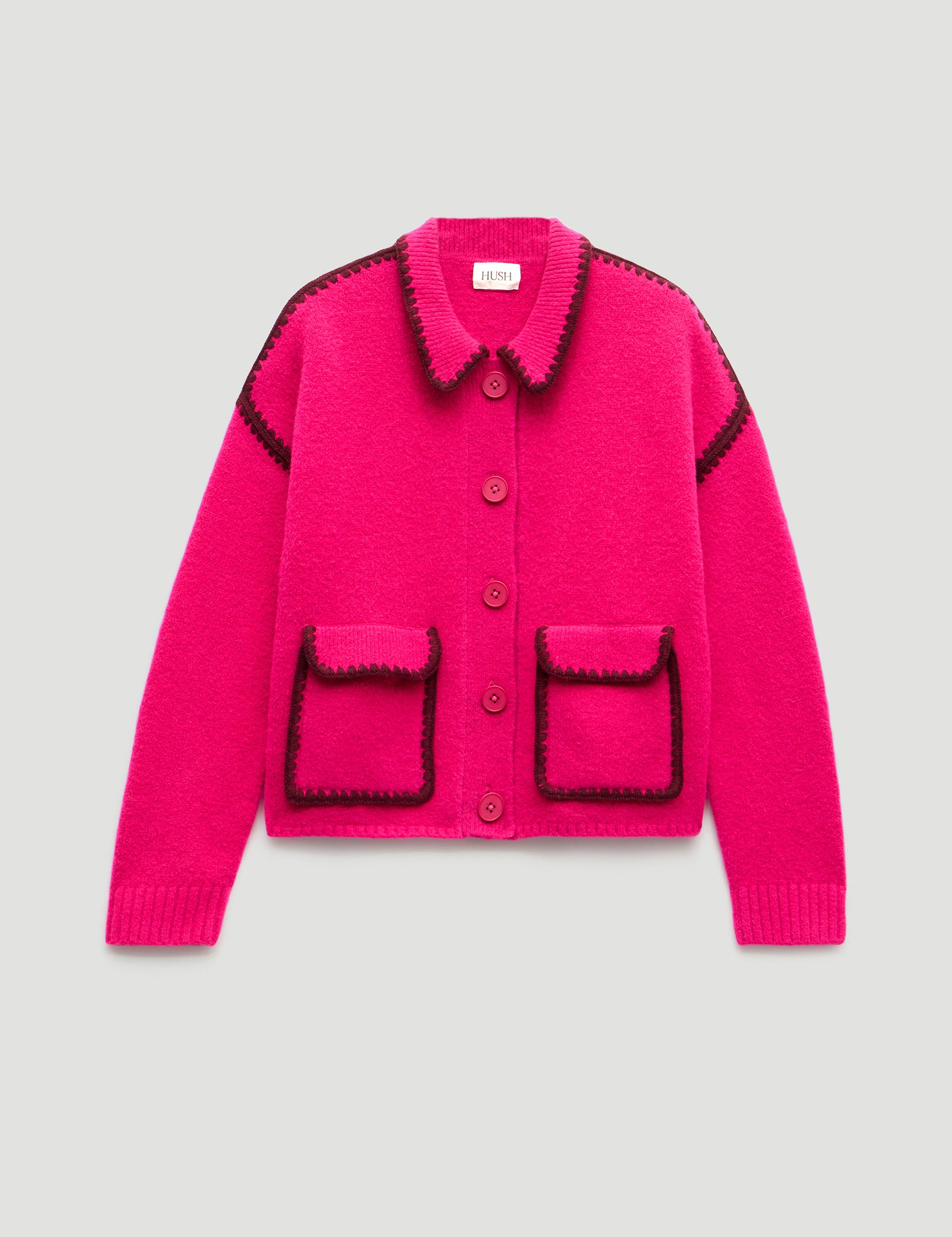 Wool Blend Whipstitch Trim Shirt Jacket - image 4